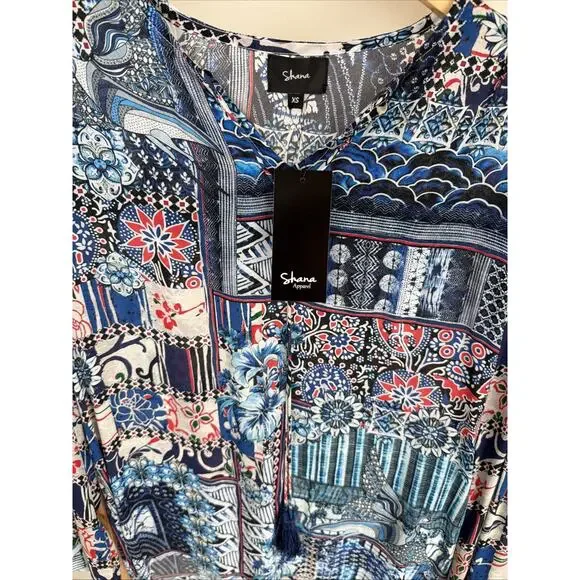 NWT Shana Mulitcolor 100% Viscose SILK Tunic Top #1001 Size Small - Picture 4 of 4